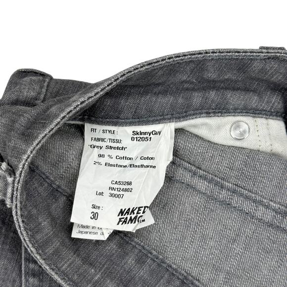 NAKED & FAMOUS Men's  Skinny Guy Grey Denim Jeans Sz 30 - Picture 4 of 9